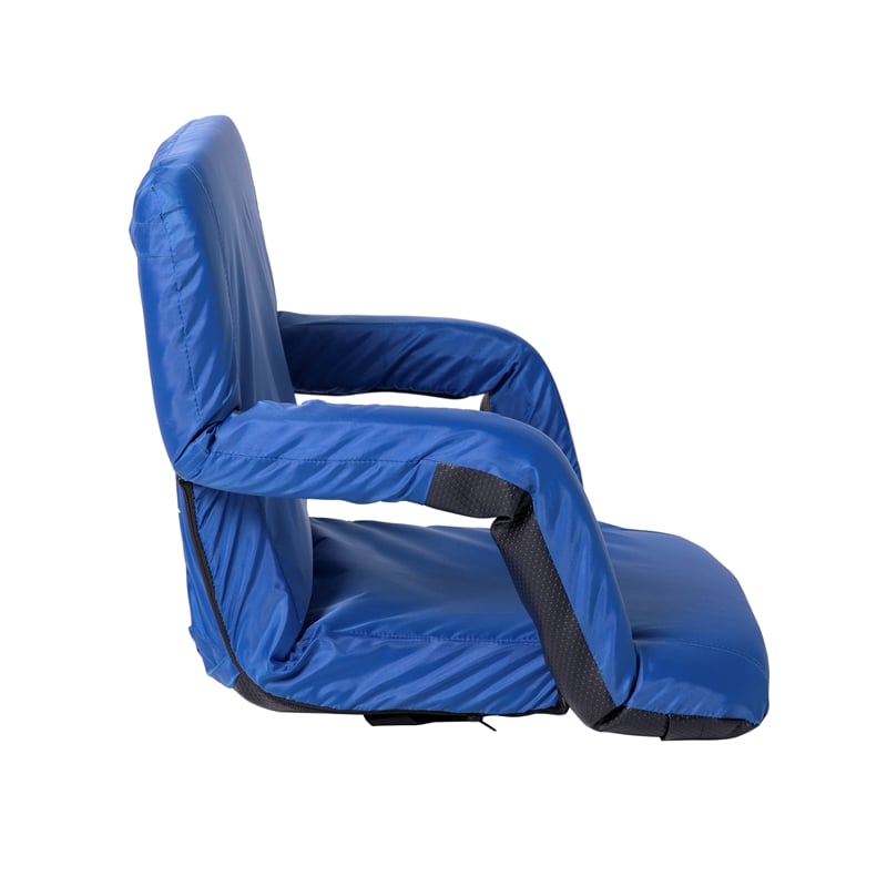 Backpack Reclining Padded Stadium Chairs with Armrests & Storge Pockets in Blue