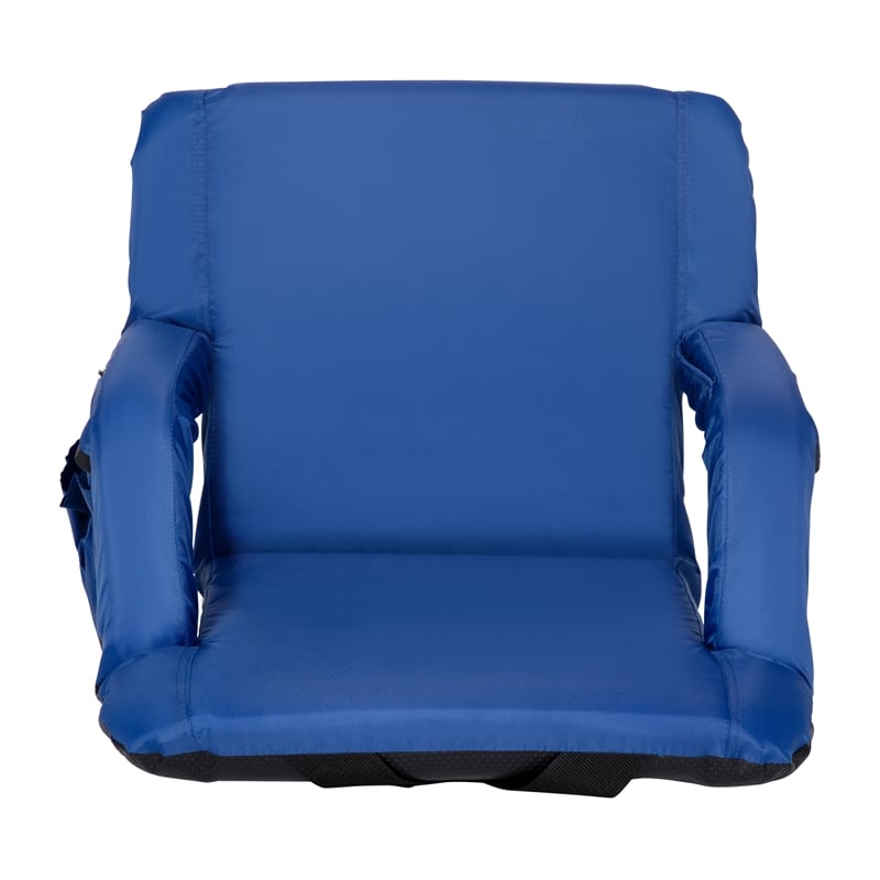 Backpack Reclining Padded Stadium Chairs with Armrests & Storge Pockets in Blue