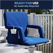 Backpack Reclining Padded Stadium Chairs with Armrests & Storge Pockets in Blue