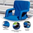 Backpack Reclining Padded Stadium Chairs with Armrests & Storge Pockets in Blue
