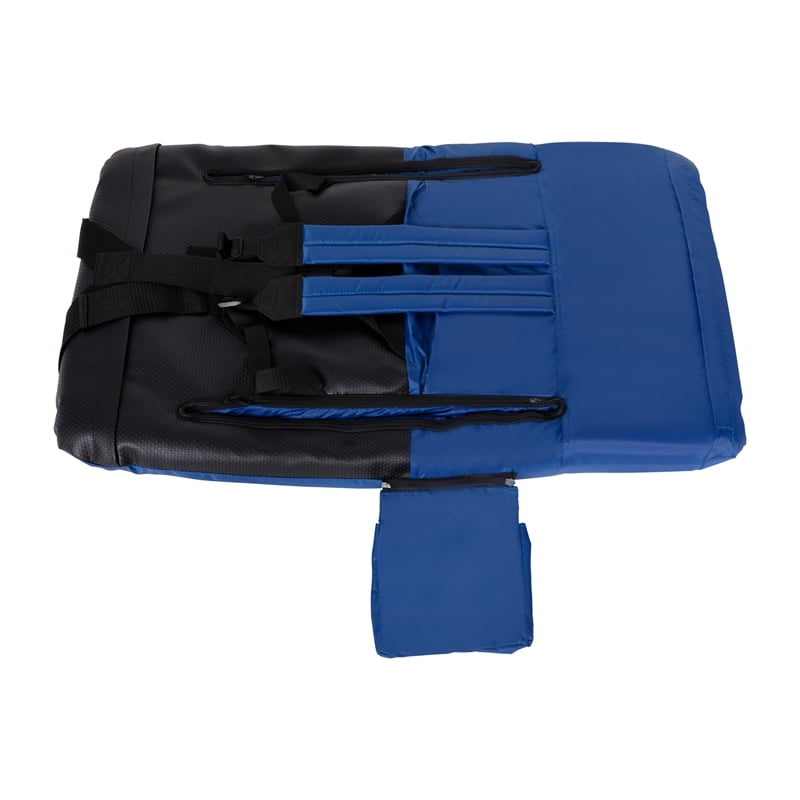 Backpack Reclining Padded Stadium Chairs with Armrests & Storge Pockets in Blue