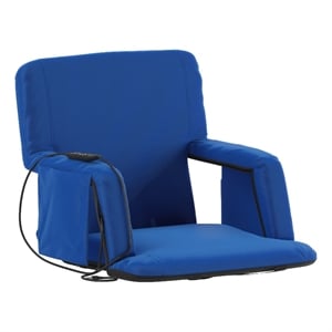 Foldable Reclining Stadium Chair with Backpack Straps-Heated Back and Seat-Blue