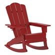 Commercial All-Weather Rocking Adirondack Chair with Swiveling Cupholder - Red