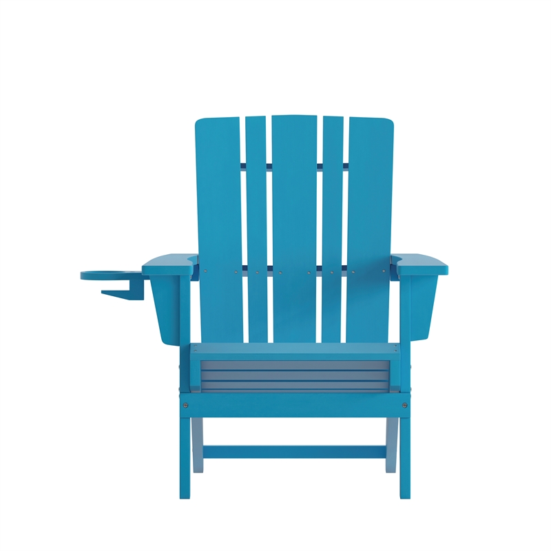 Commercial Grade All-Weather Adirondack Chair with Swiveling Cupholder - Blue