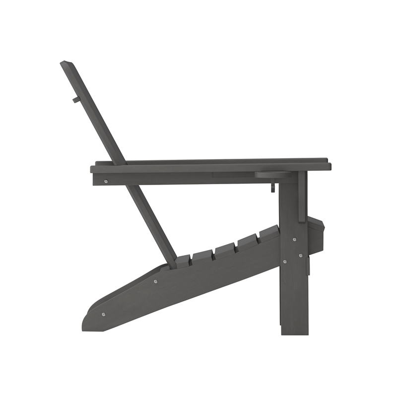 Commercial Grade All-Weather Adirondack Chair with Swiveling Cupholder - Gray