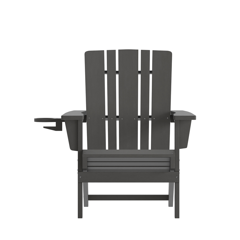 Commercial Grade All-Weather Adirondack Chair with Swiveling Cupholder - Gray