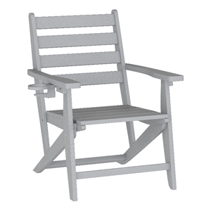 All-Weather Commercial Adirondack Dining Chair with Fold Out Cupholder - Gray