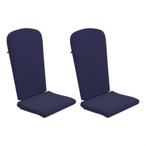 Set of 2 All-Weather High Back Adirondack Chair Cushions in Blue