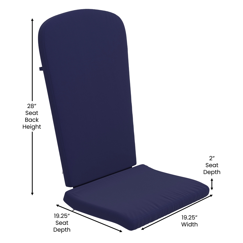 Set of 2 All-Weather High Back Adirondack Chair Cushions in Blue