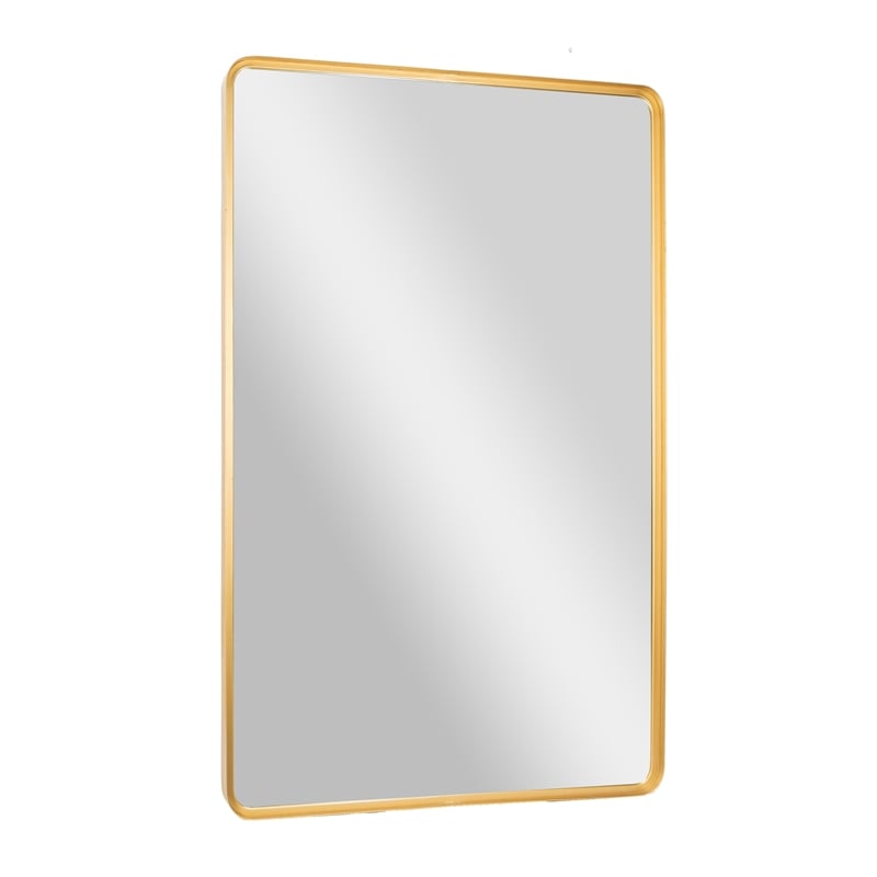 Large Rectangular Accent Mirror with 2 Inch Deep Iron Frame in Gold - 48