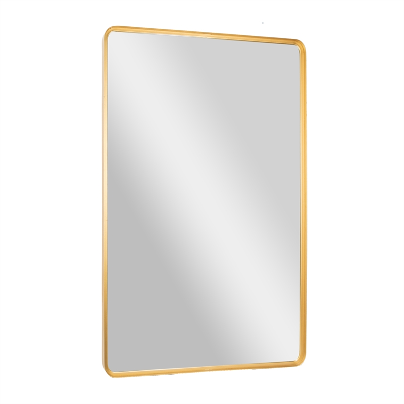 Large Rectangular Accent Mirror with 2 Inch Deep Iron Frame in Gold - 48