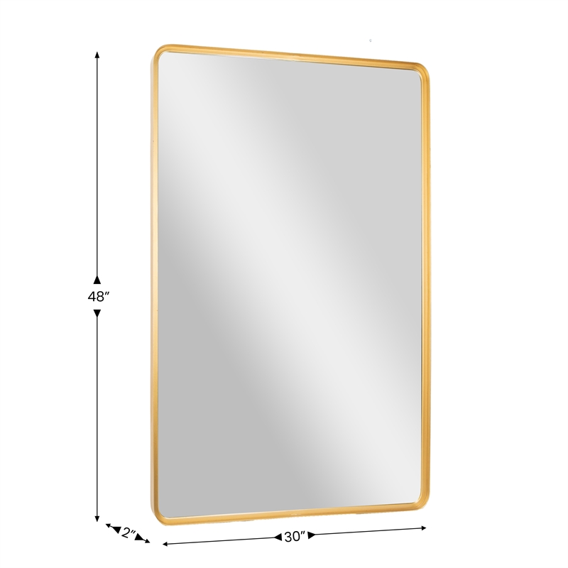 Large Rectangular Accent Mirror with 2 Inch Deep Iron Frame in Gold - 48