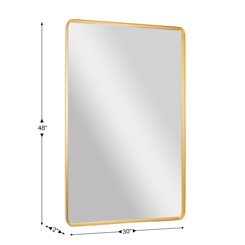Large Rectangular Accent Mirror with 2 Inch Deep Iron Frame in Gold - 48