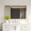 Large Rectangular Accent Mirror with 2 Inch Deep Iron Frame in Gold - 48