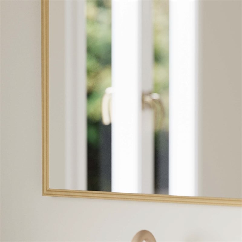Arched Wall Mirror with Metal Frame with Baroque Detail in Gold - 29