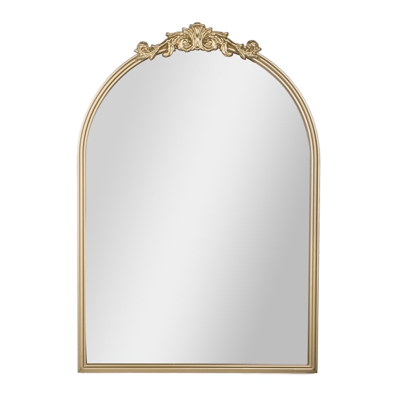 Arched Wall Mirror with Metal Frame with Baroque Detail in Gold - 29