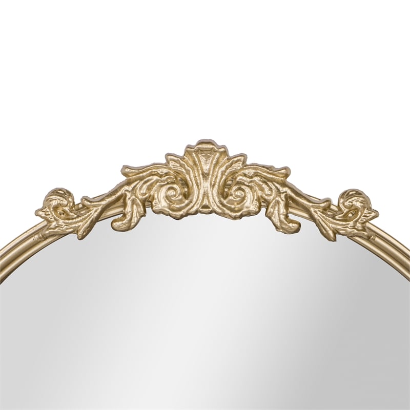 Arched Wall Mirror with Metal Frame with Baroque Detail in Gold - 29