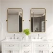 Metal Pivot Wall Mirror with Tilt Feature Slim Style Frame in Gold - 35