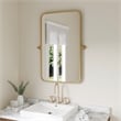 Metal Pivot Wall Mirror with Tilt Feature Slim Style Frame in Gold - 35