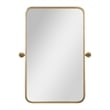 Metal Pivot Wall Mirror with Tilt Feature Slim Style Frame in Gold - 35