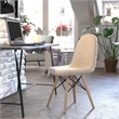 Armless Off White Faux Shearling Accent Chair with Modern Wood Legs