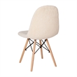 Armless Off White Faux Shearling Accent Chair with Modern Wood Legs
