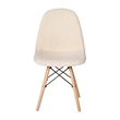Armless Off White Faux Shearling Accent Chair with Modern Wood Legs