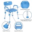 Adjustable Bath & Shower Chair with Depth Adjustable Back - Blue