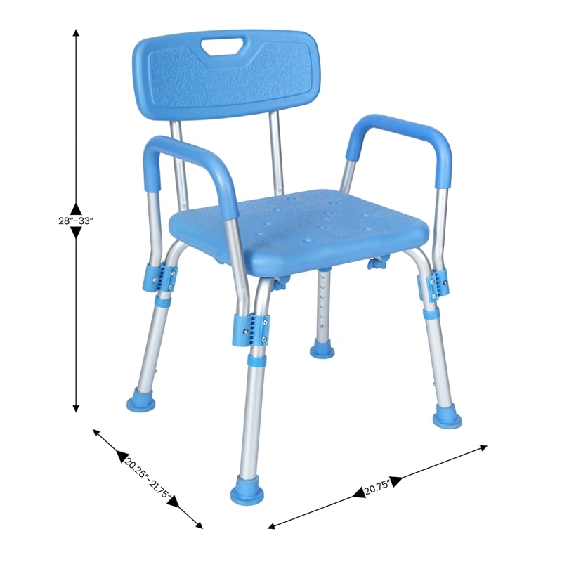 Adjustable Bath & Shower Chair with Depth Adjustable Back - Blue