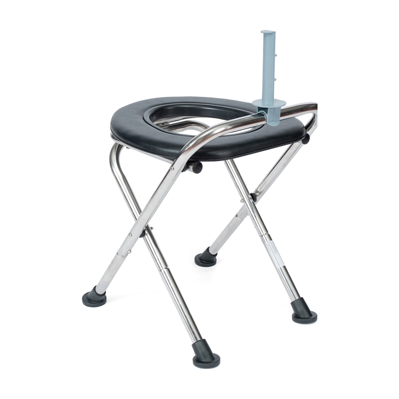 Medical Grade Folding Travel Toilet with Cushioned Seat and Non-Slip Feet-SIL/BK