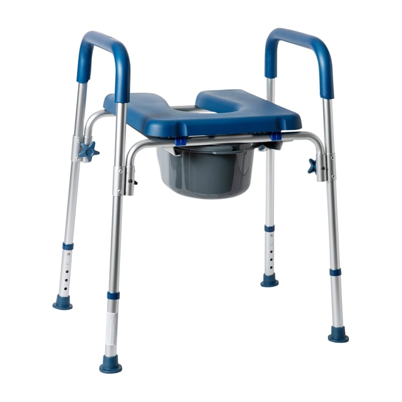 Height Adjustable Multifunctional Heavy Duty Commode and Shower Chair - Blue