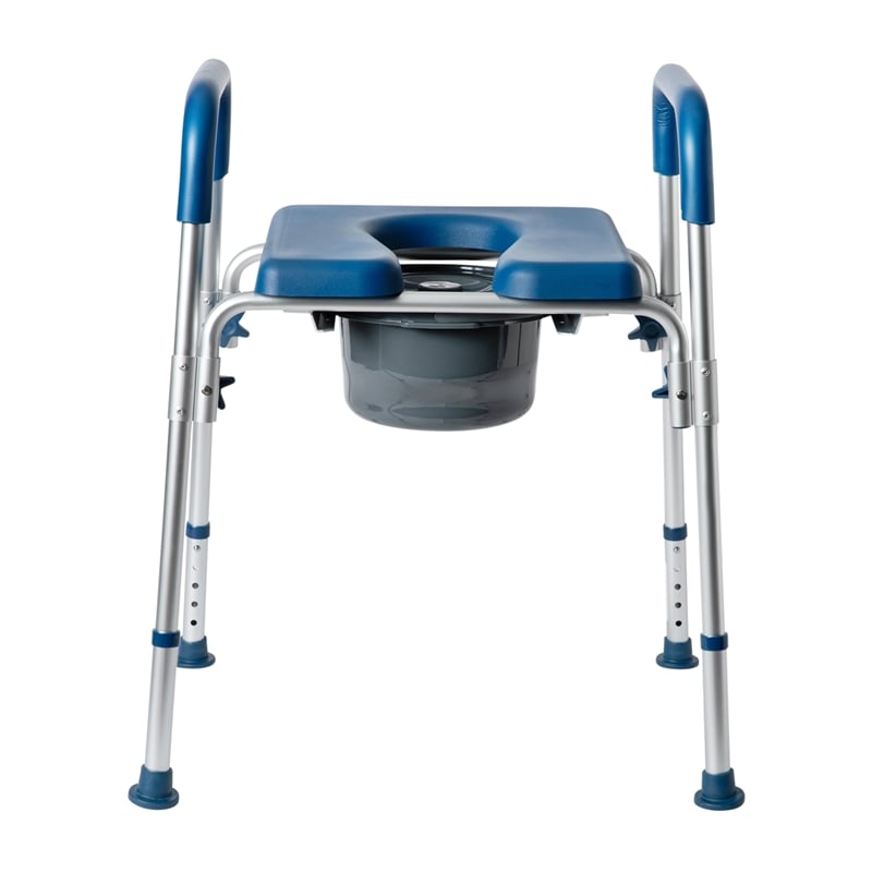 Height Adjustable Multifunctional Heavy Duty Commode and Shower Chair - Blue