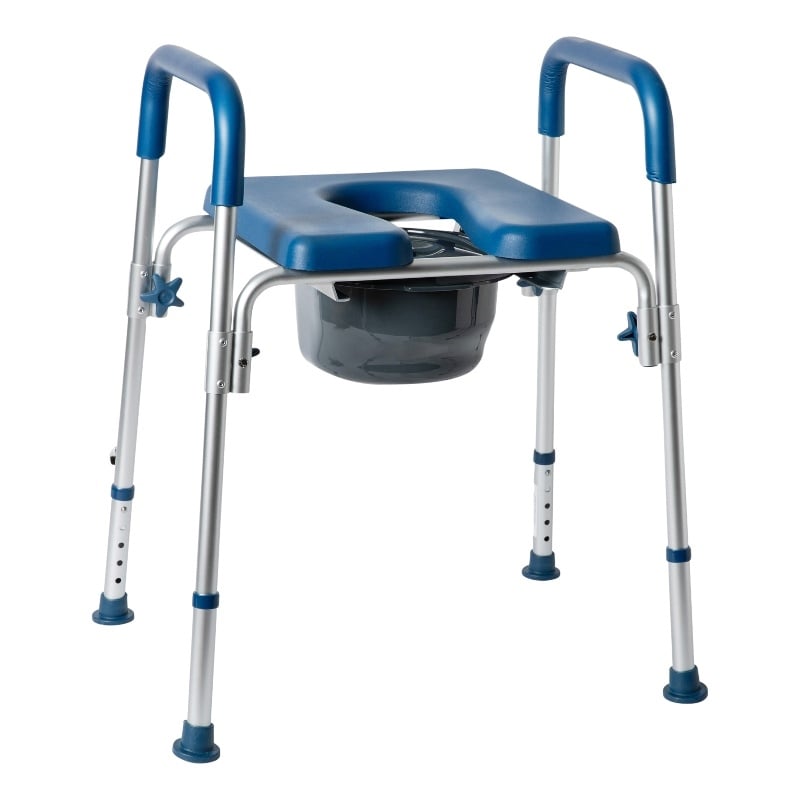 Height Adjustable Multifunctional Heavy Duty Commode and Shower Chair - Blue