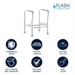 Adjustable Toilet Safety Rail with Padded Handles and Steel Frame-Silver/Gray