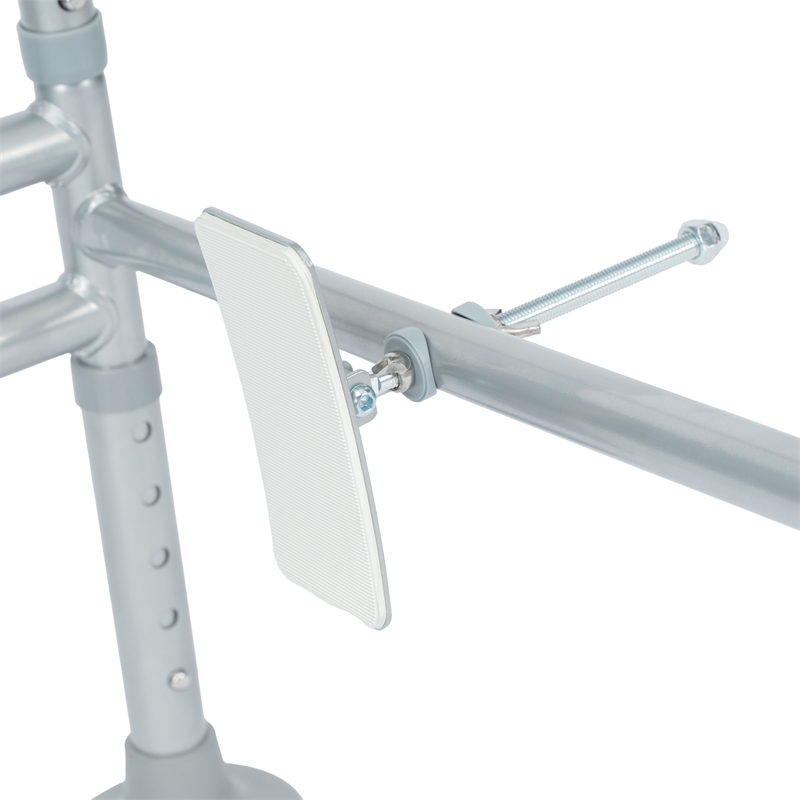 Adjustable Toilet Safety Rail with Padded Handles and Steel Frame-Silver/Gray