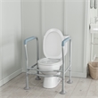 Adjustable Toilet Safety Rail with Padded Handles and Steel Frame-Silver/Gray