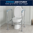 Adjustable Toilet Safety Rail with Padded Handles and Steel Frame-Silver/Gray