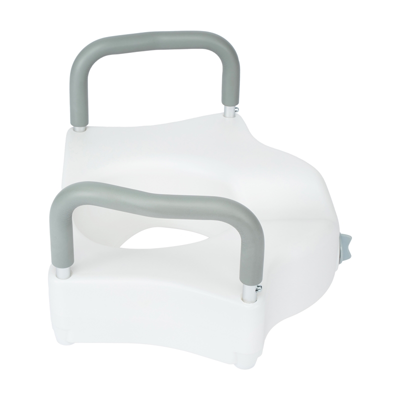 Locking Elevated Toilet Seat Riser with Adjustable Height Arms in White