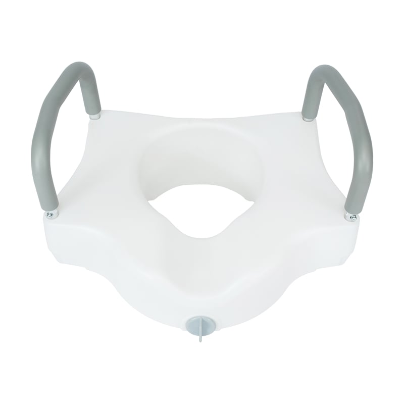 Locking Elevated Toilet Seat Riser with Adjustable Height Arms in White