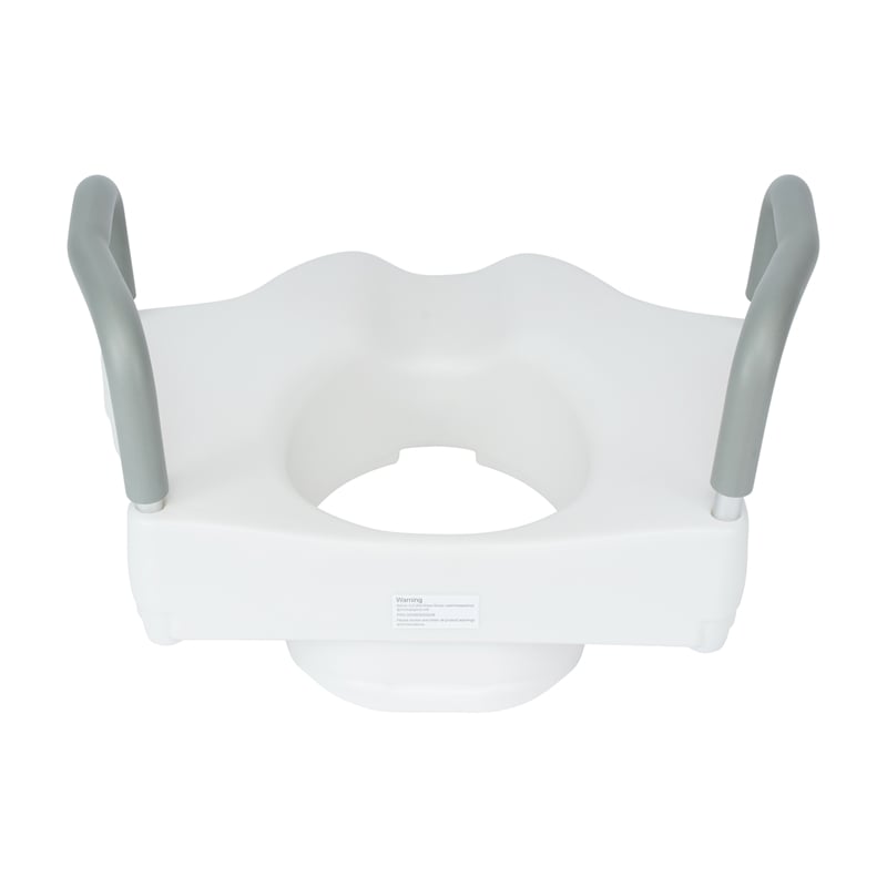 Locking Elevated Toilet Seat Riser with Adjustable Height Arms in White