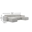 Contemporary 6 Piece Modular Sectional Sofa with 2 Ottomans in Cream Fabric