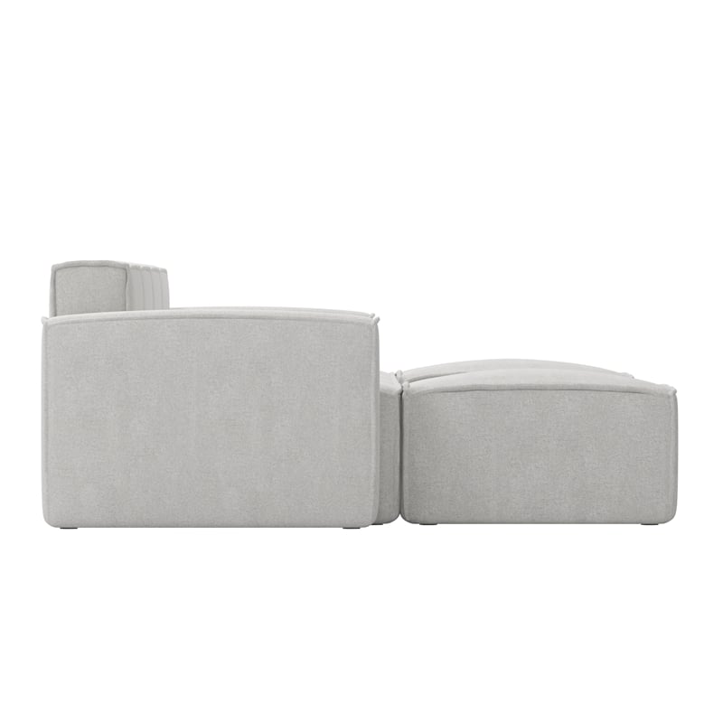 Contemporary 6 Piece Modular Sectional Sofa with 2 Ottomans in Cream Fabric