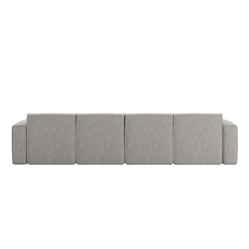 Contemporary 6 Piece Modular Sectional Sofa with 2 Ottomans in Gray Fabric