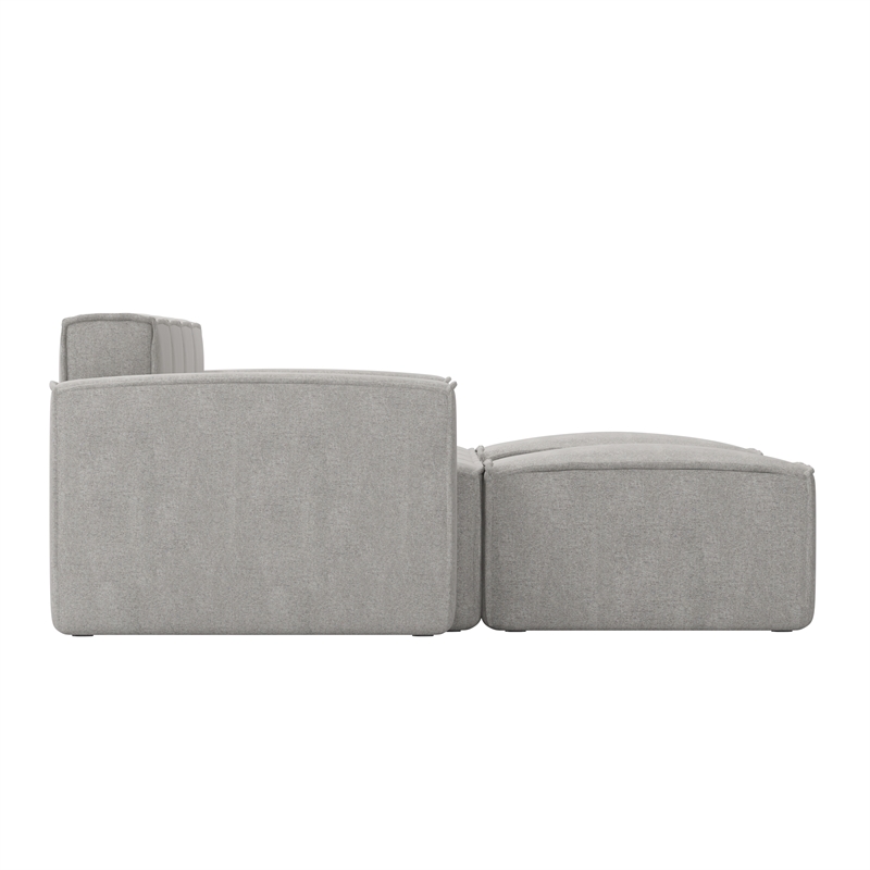 Contemporary 6 Piece Modular Sectional Sofa with 2 Ottomans in Gray Fabric
