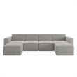 Contemporary 6 Piece Modular Sectional Sofa with 2 Ottomans in Gray Fabric
