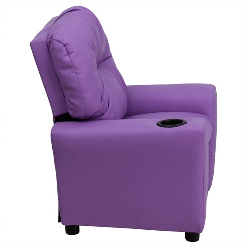 Flash Furniture Vinyl Upholstered Kids Recliner w/ Cup Holder in Lavender Purple