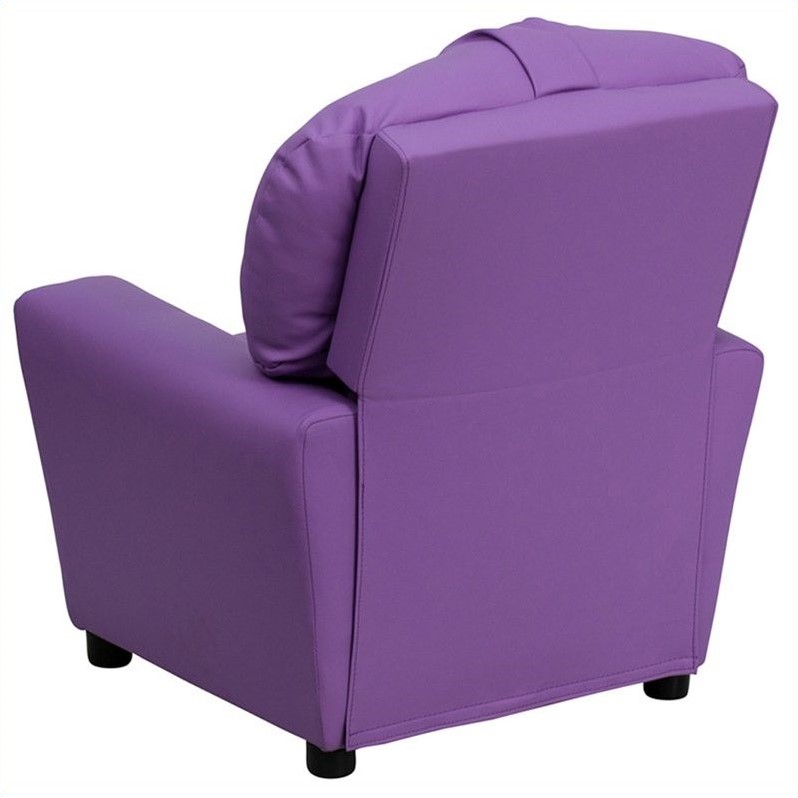 Flash Furniture Vinyl Upholstered Kids Recliner w/ Cup Holder in Lavender Purple