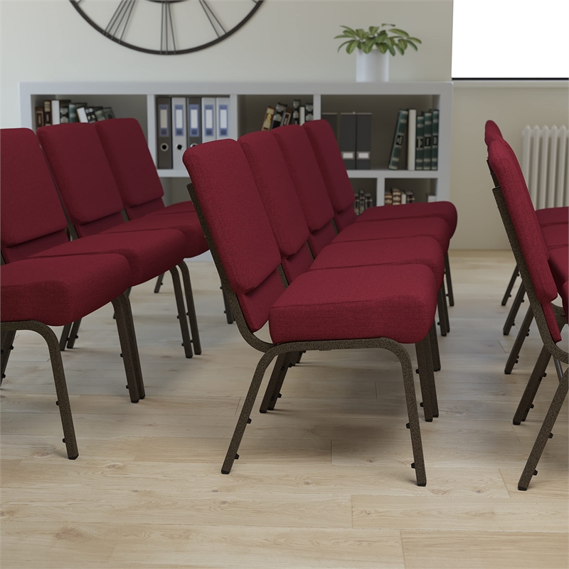 Flash Furniture Hercules Church Stacking Chair in Gold and Burgundy