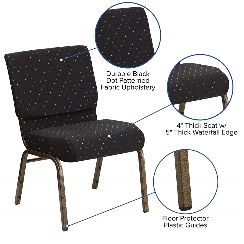 Flash Furniture Hercules Dotted Church Stacking Guest Chair in Black