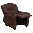 Flash Furniture Leathersoft Upholstered Kids Recliner with Cup Holder in Brown